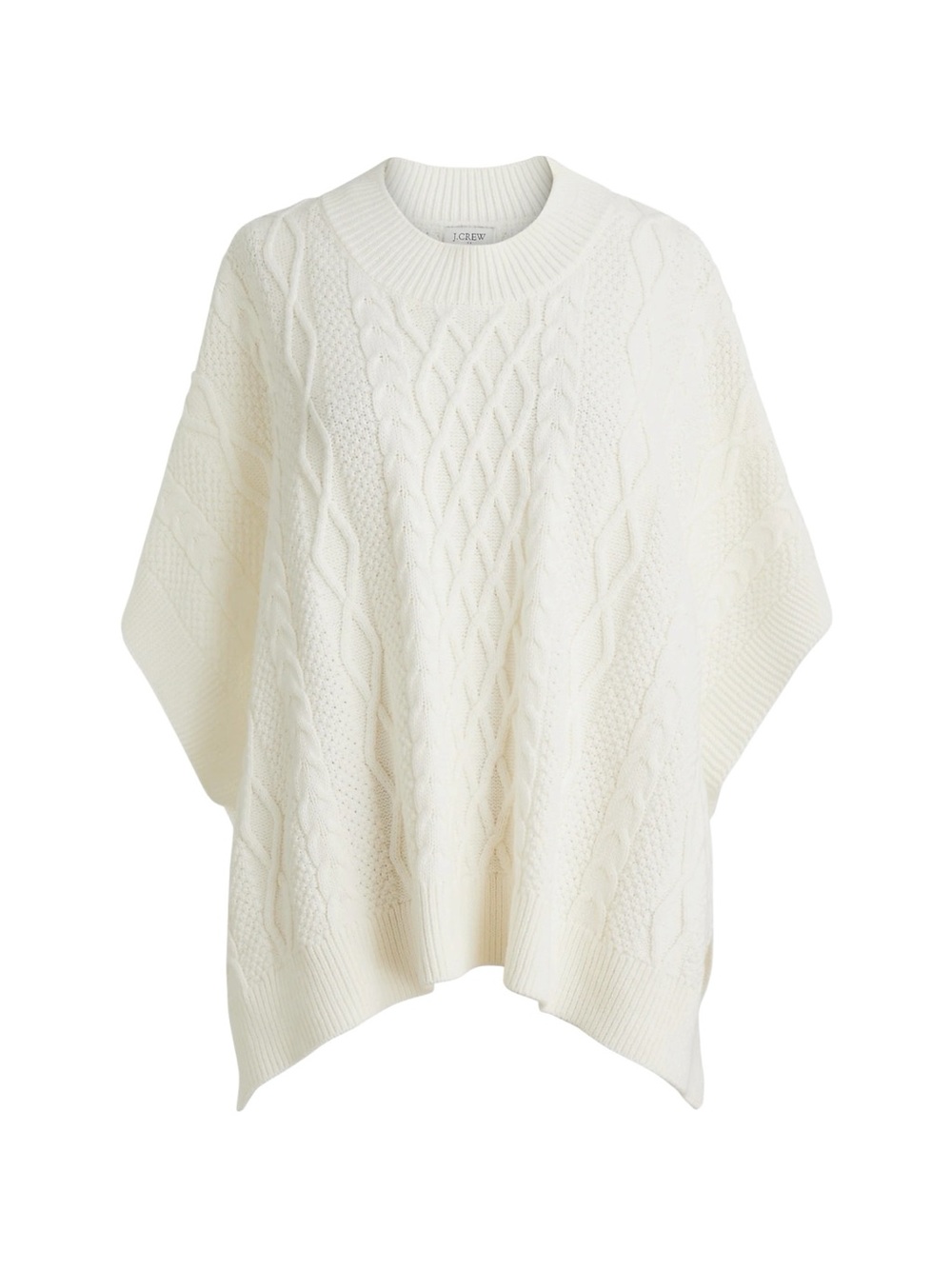 J.Crew Fisherman Cable-Knit Poncho Ivory One Size
